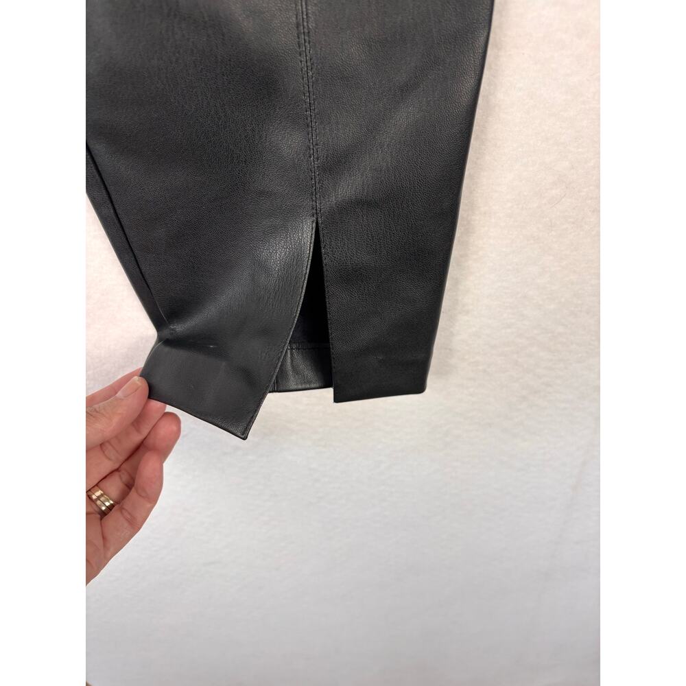 Zara Vegan Leather Leggings Womens Medium Black High Rise Slim Fit Moto Clubwear - Picture 6 of 7
